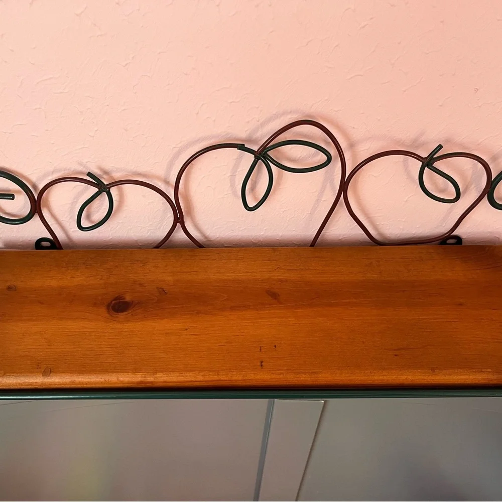 Green Metal and Wood Wall Shelf